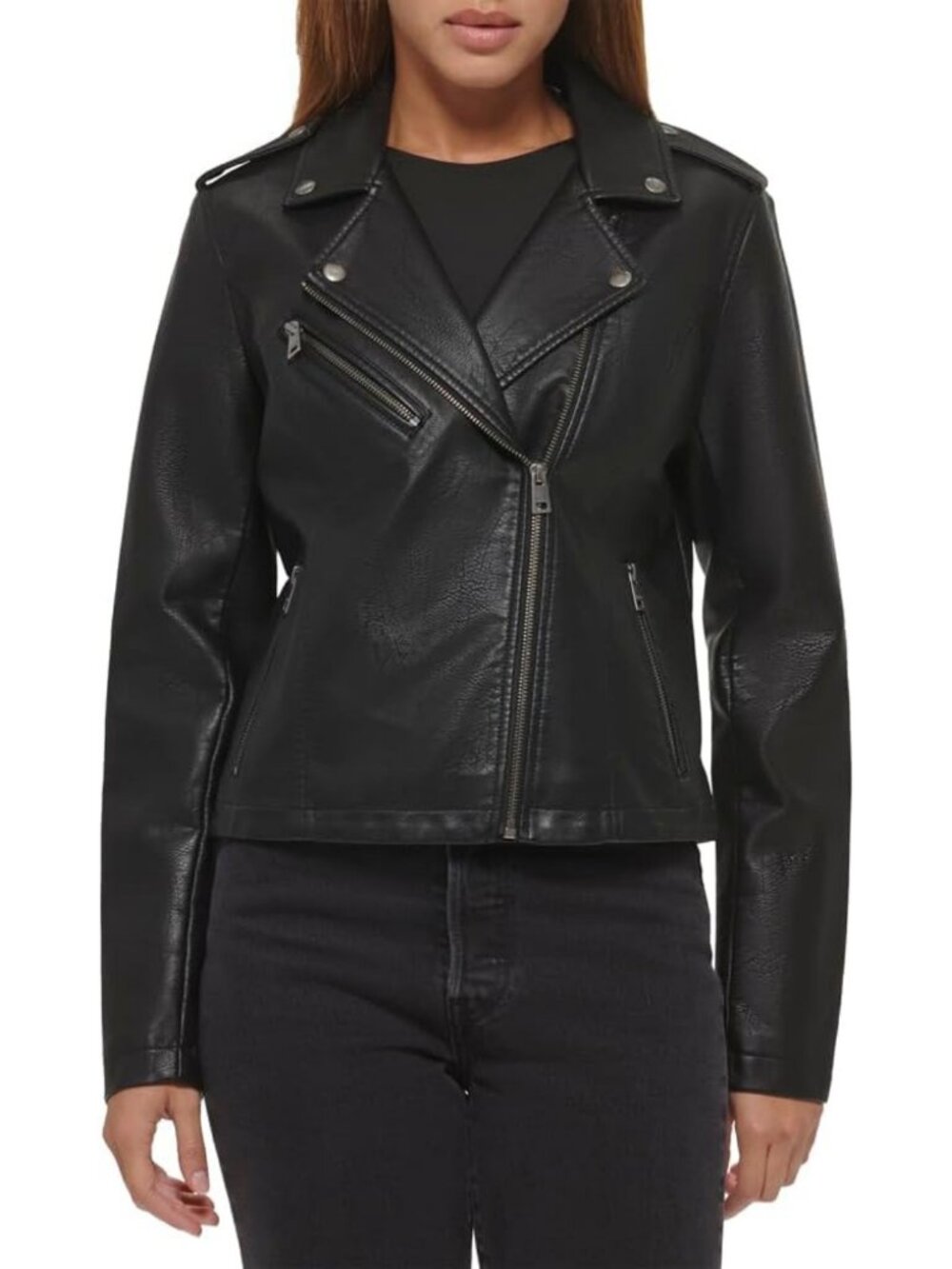 Classic Asymmetrical Faux Leather Motorcycle Jacket - Edgy Style & Perfect Fit